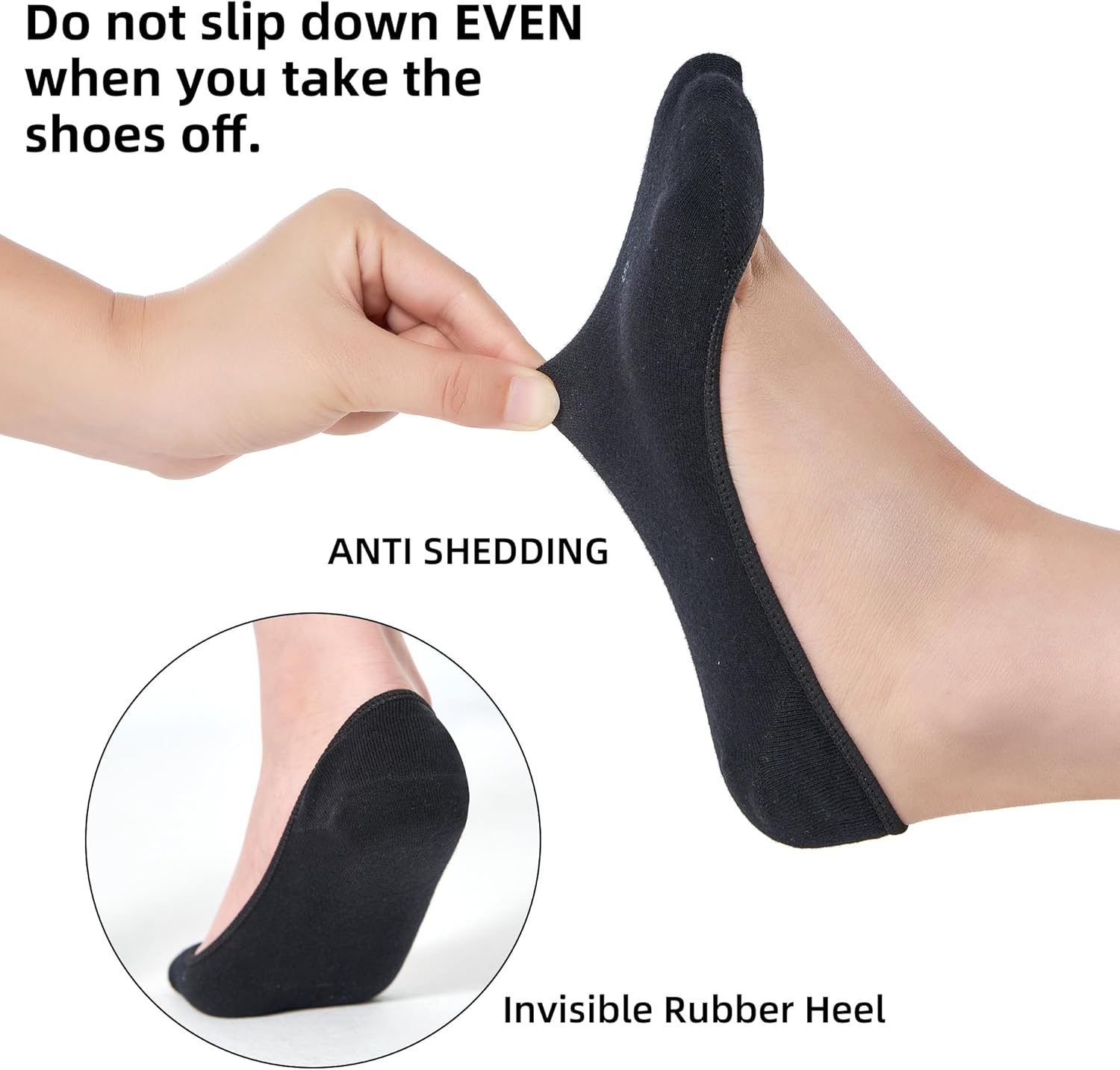 6 Pairs No Show Socks Womens, Ultra Low Cut Liner Non Slip Footies Socks for Flats Invisible Boat Shoe Size 5-8/9-11 - Image 4