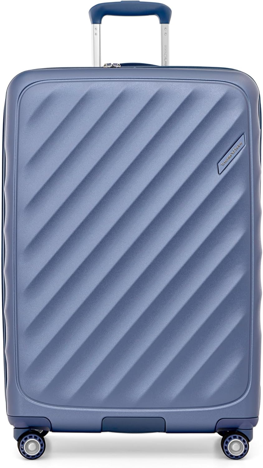 Traveler's Choice Elm Expandable Spinner Luggage Set, Matte Navy, Large Checked 29-Inch