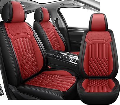 Car Seat Covers for Hyundai Venue 2020-2026 Leather Seat Covers Waterproof Soft Car Seat Cover Protectors Comfort Automotive Seat Cover with AirbagBlack&Red,2PCS Front