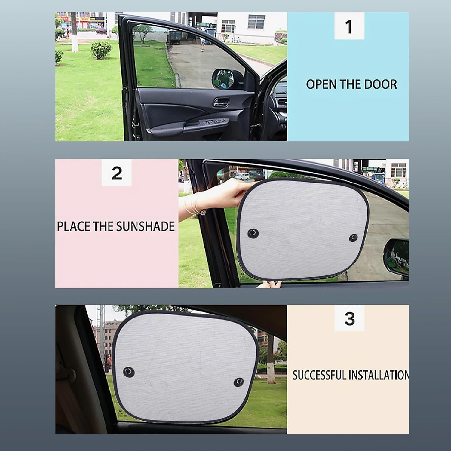 2 Pcs Car Window Shades for Baby,Reusable Sun Shade,Universal Car Window Shades with Suction Cups Blocking Harmful UV Rays Sun Glare Heat Best for Baby Kids Pet Protection(45x35cm) - Image 4