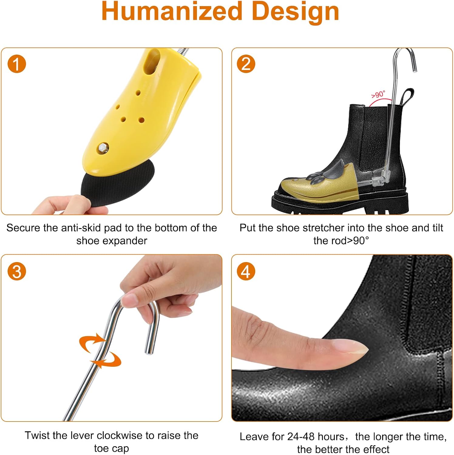 Shoe Boot Stretcher & Widener for Men & Women, Size Men's 7-12, Women's 9-14, ABS Plastic, Unisex, 4-Piece Set, Suitable for Wide/Thick Feet, Cowboy & Hiking Boots
