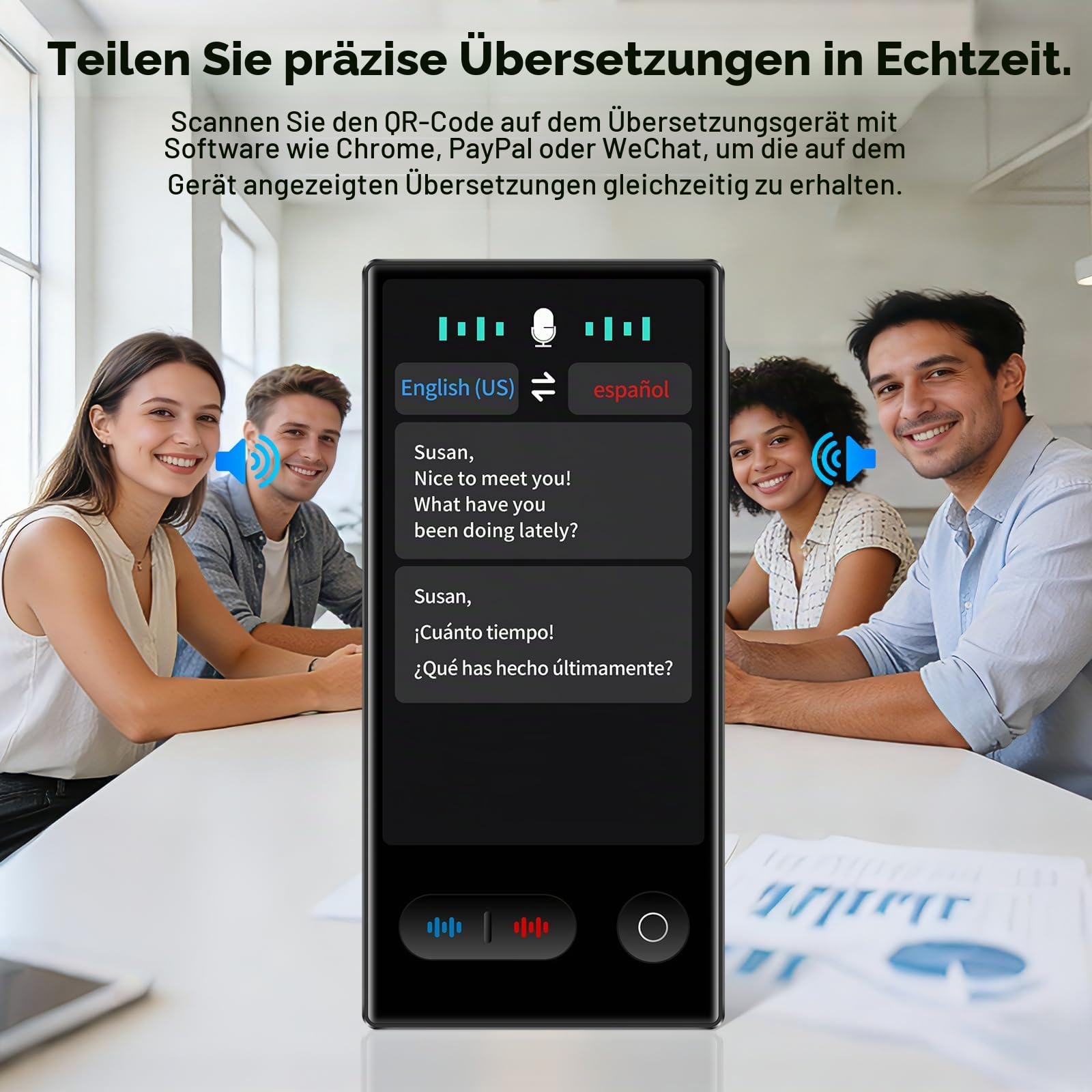 Sprachübersetzer Ohne Internet, Tragbar KI Übersetzer mit 148 Sprachen und Deutsch Offline, Langlebig Übersetzungsgerät von Fotoübersetzung mit 1500 mAh Akku für Reisen Business Lernen