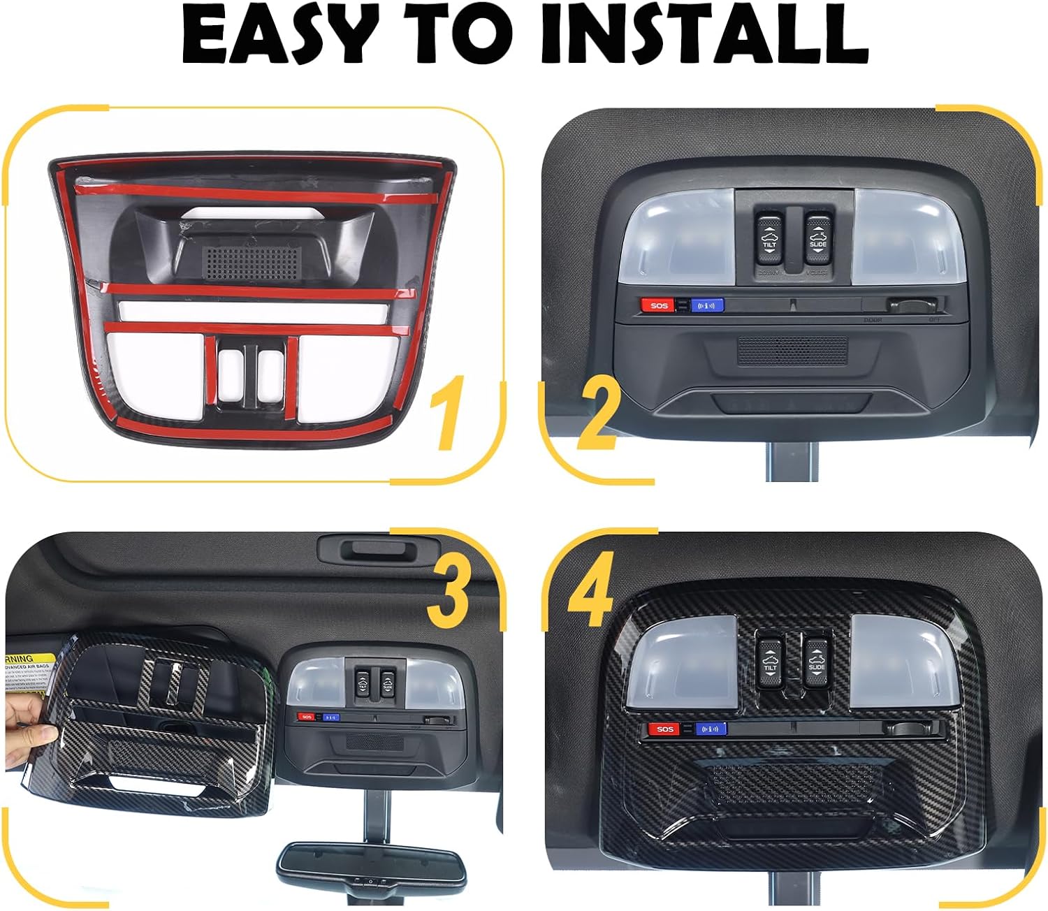 CHEAYAR Roof Reading Light Lamp Cover Trim Kit Compatible with Subaru WRX 2022 2023, Inner Front Reading Light Frame Decoration, Auto Interior Roof Lamp Panel Cover Accessories (Carbon Fiber Pattern)