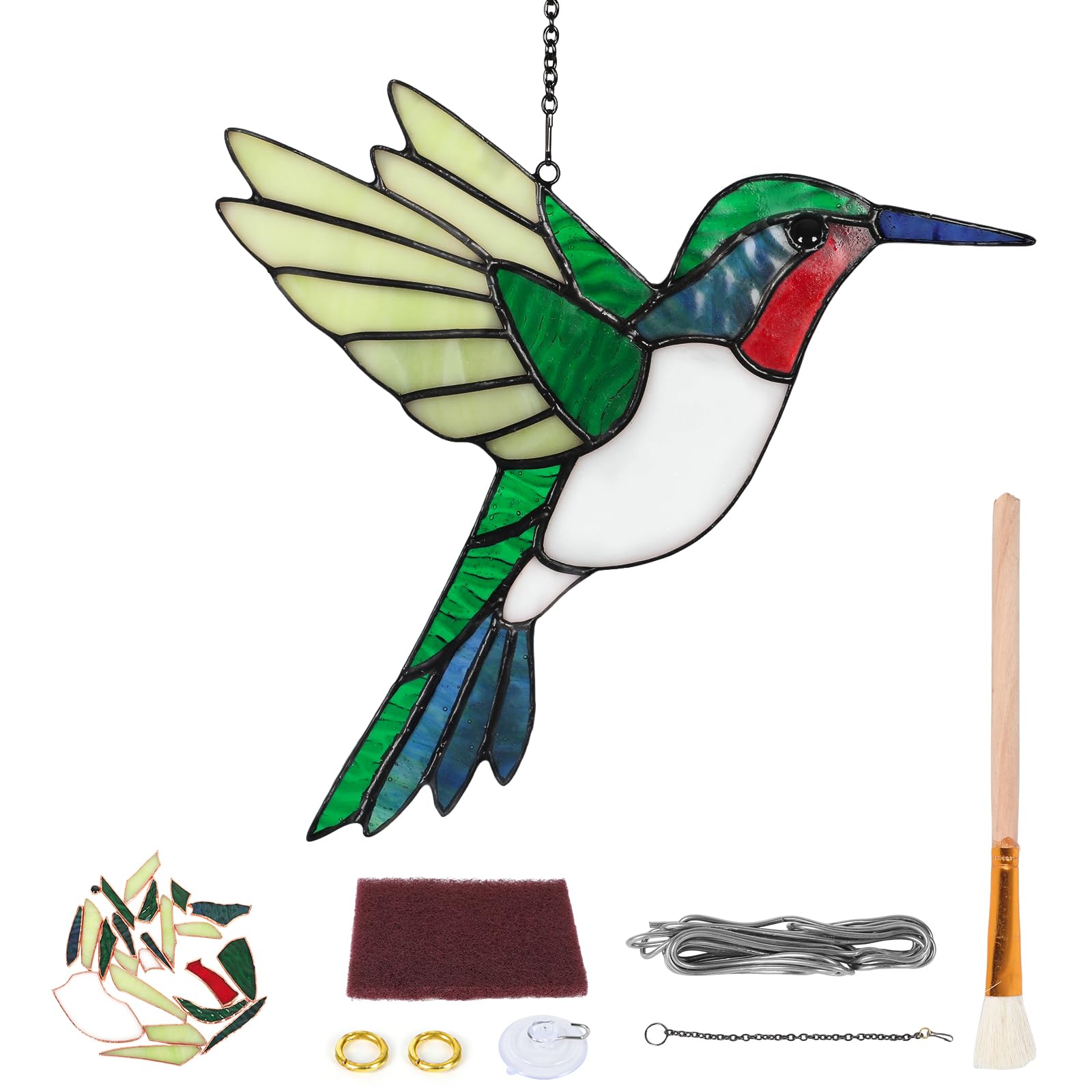Kit DIY de vitrail, pièces en verre avec feuille de cuivre, pour décoration