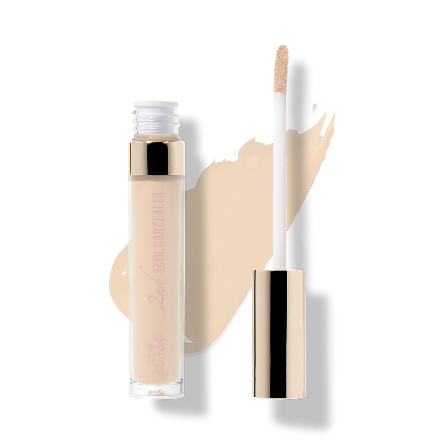 100% PURE 2nd Skin Concealer (Fruit Pigmented), Shade 1, Full Coverage Concealer, Lightweight, Liquid Concealer for Face, Under Eyes, Vegan Makeup (For Light Skin w/Warm Gold Undertones) - 0.17 Fl Oz