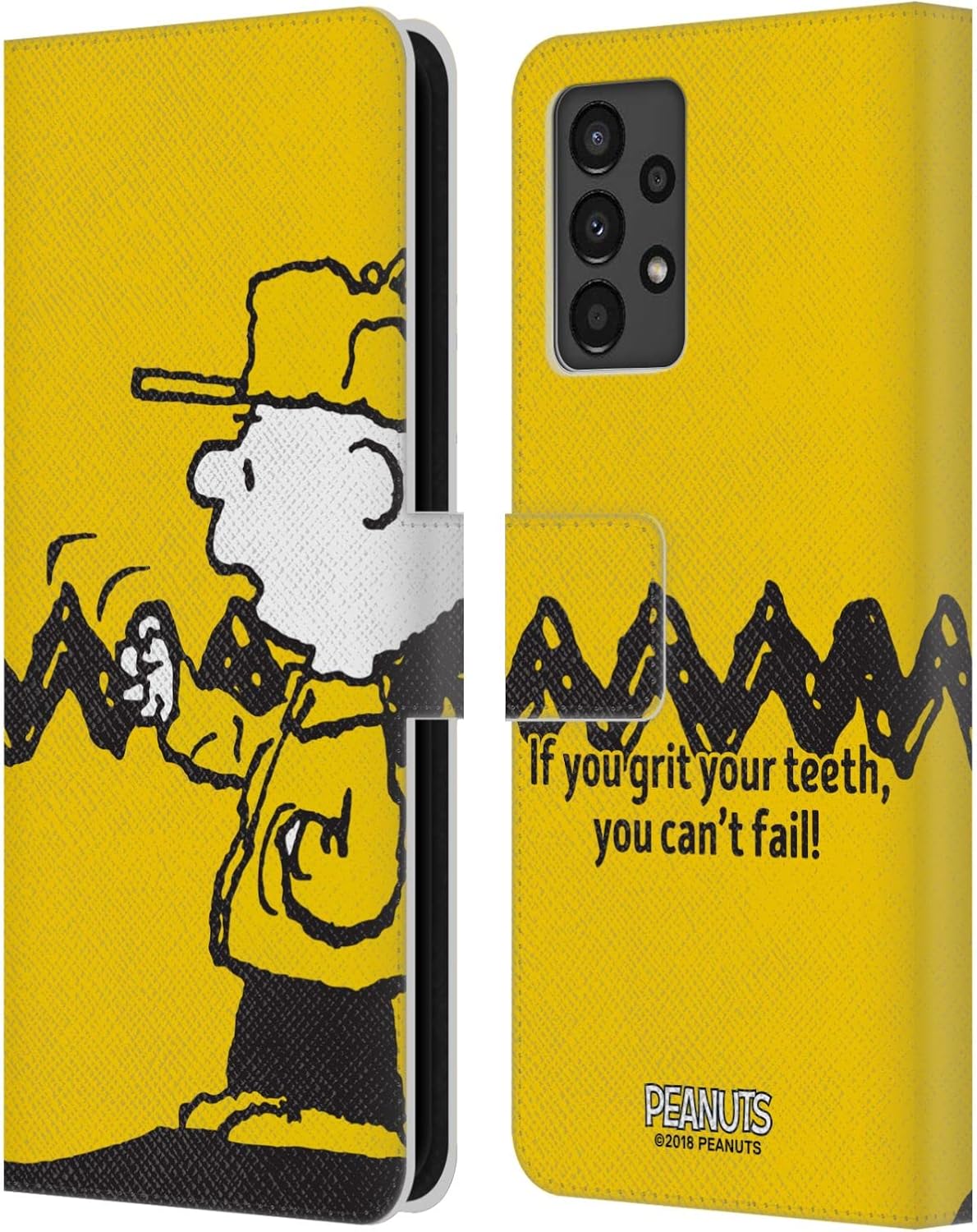 Head Case Designs Officially Licensed Peanuts You Can't Fail Charlie Brown Leather Wallet Case Compatible with Samsung Galaxy A13 (2022)