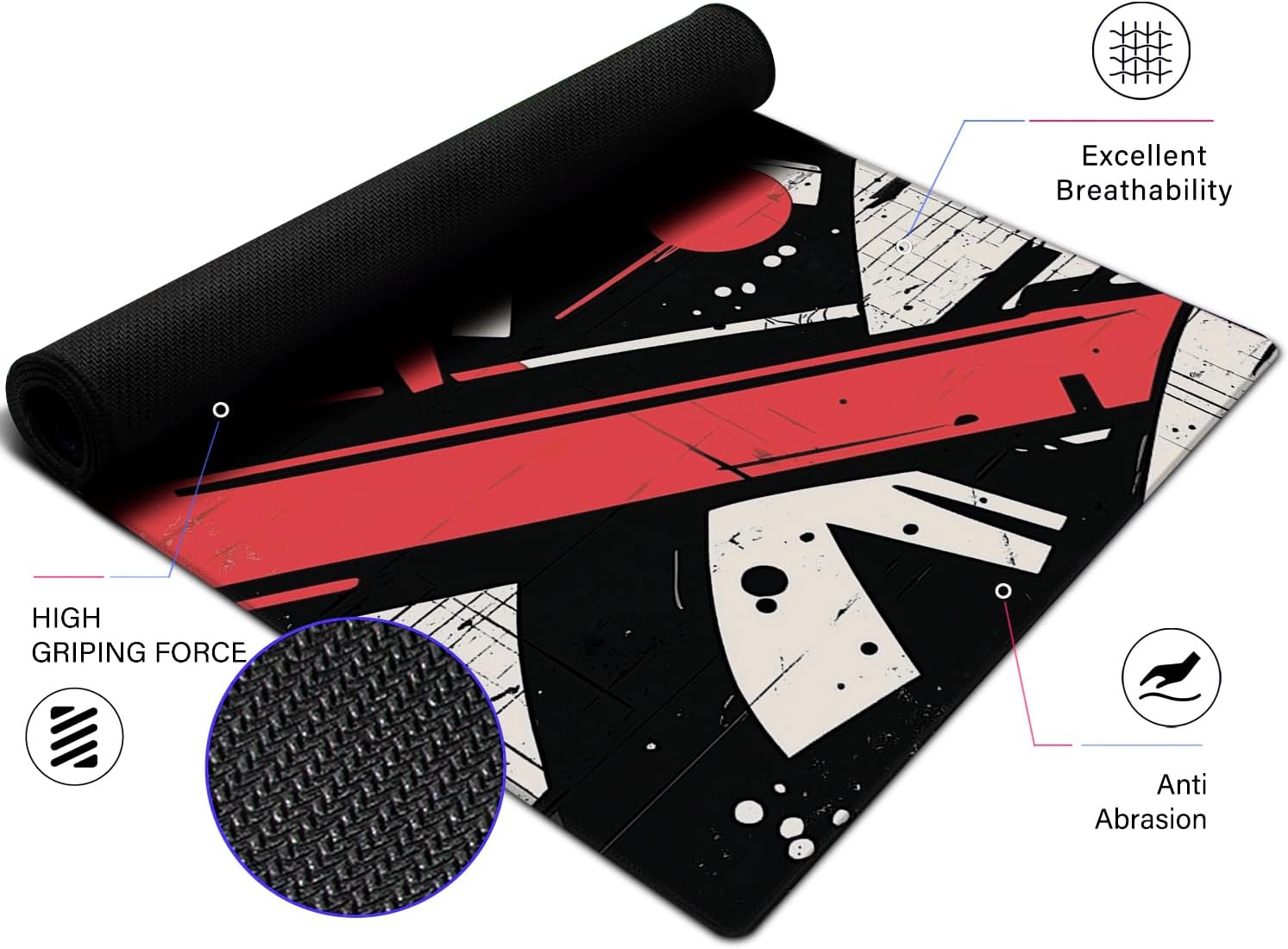 Extra Large Abstract Gaming Mouse Pad for Computer, Laptop & Keyboard - 31.5"x15.7", Non-Slip Rubber Base, Water-Resistant Surface, Extended Mousepad for Gamers & Office (Crimson Shards, XX-Large)