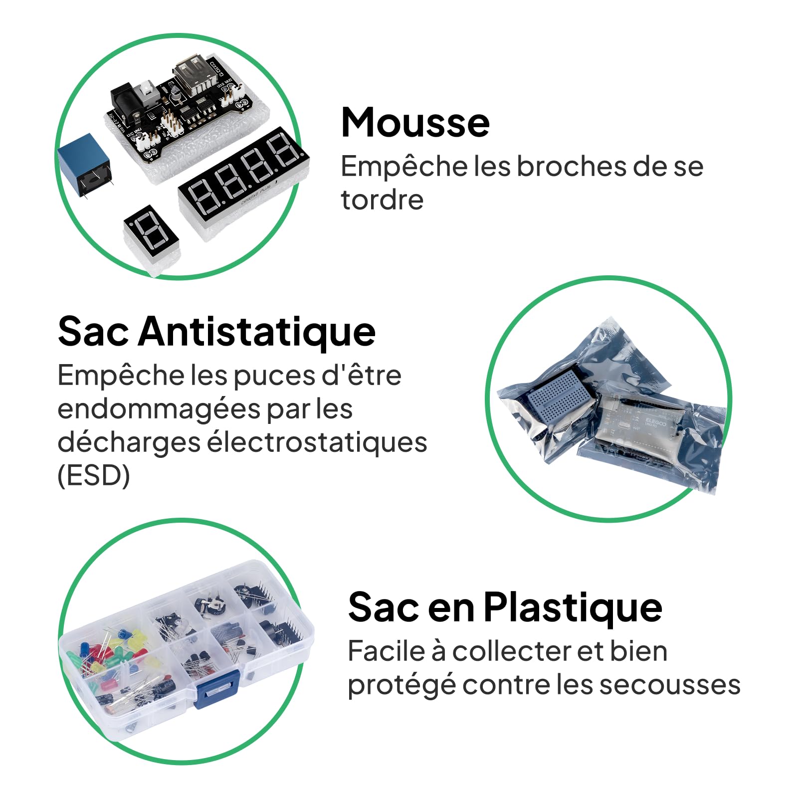 ELEGOO UNO R3 Project Kit de démarrage le plus complet avec tutoriel compatible avec Arduino IDE (63 articles)