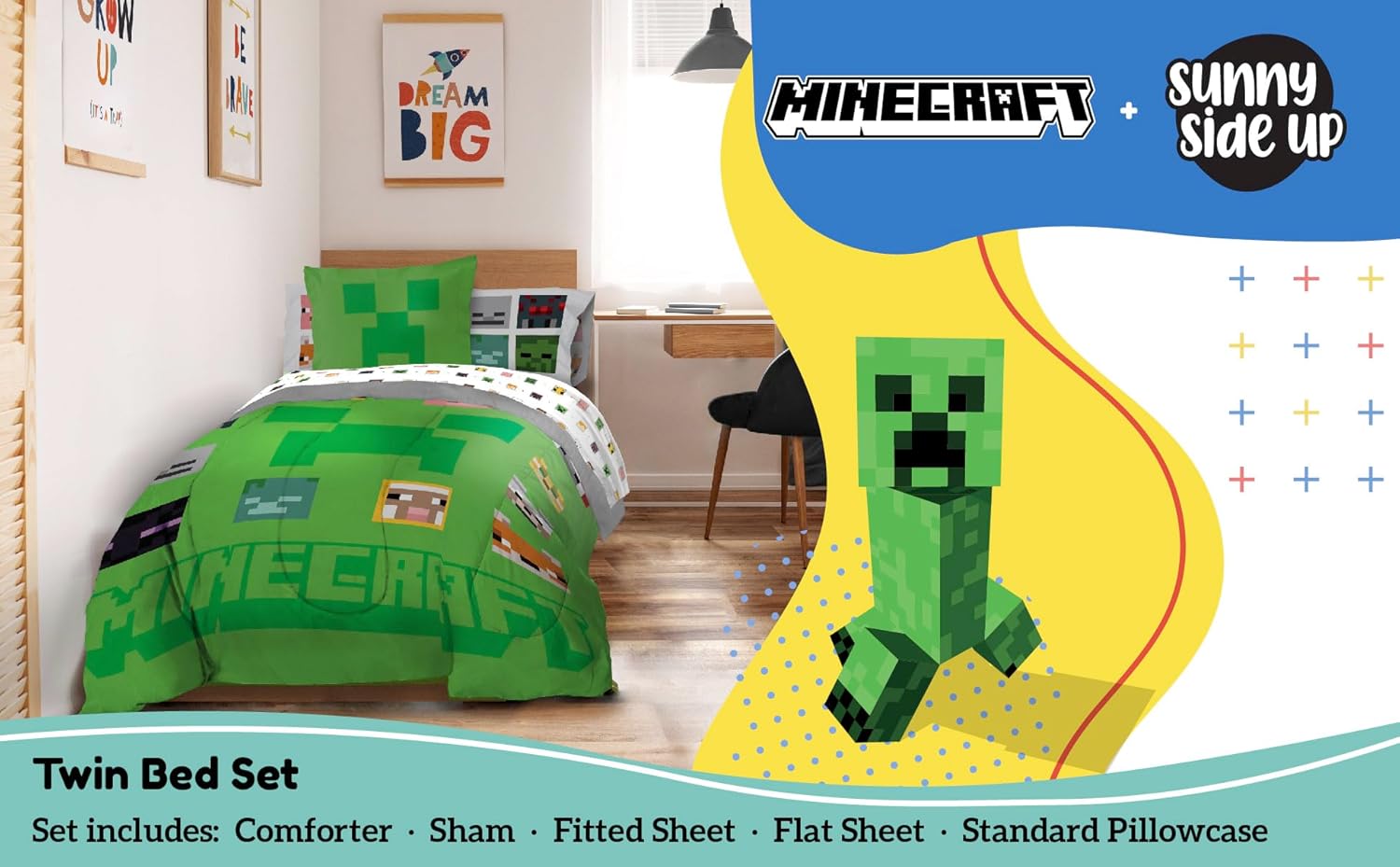 Sunny Side Up Minecraft Twin Comforter Set