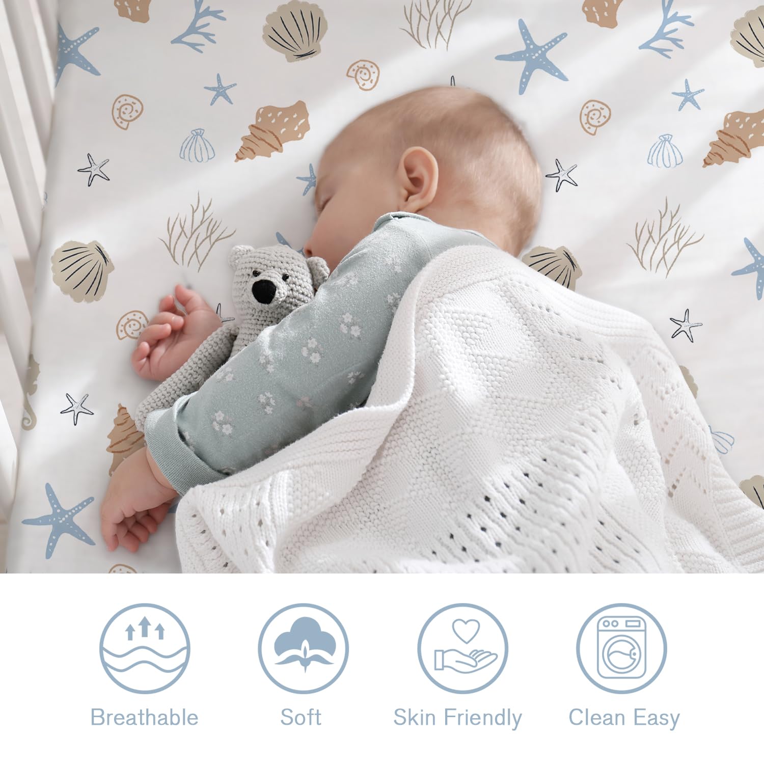 Little Grape Land Cot Sheets for Boys Girls 2 Pack Cot Sheets Fitted Size 70 * 140 * 17cm for Crib and Toddler Mattresses Soft Breathable Microfibre - Image 3