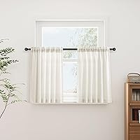 Vista 94 de Guken - Cortinas de lino negro de 108 pulgadas de largo para sala de estar, dormitorio, juego de 2 paneles, bolsillo para barra, cortinas