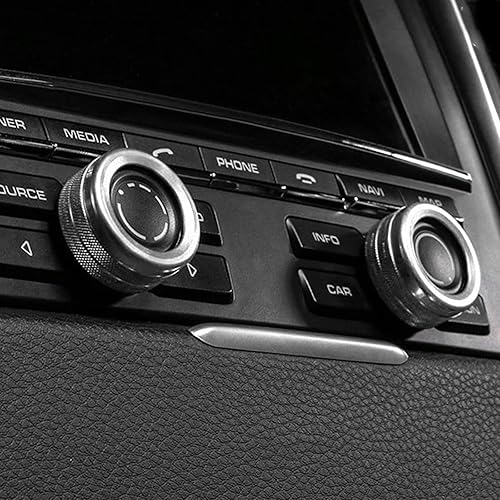 Miniatura 5 de Xotic Tech - Consola central de CA, control de clima, multimedia, de volumen, cubierta de anillo compatible con Porsche Cayenne y Panamera (aluminio