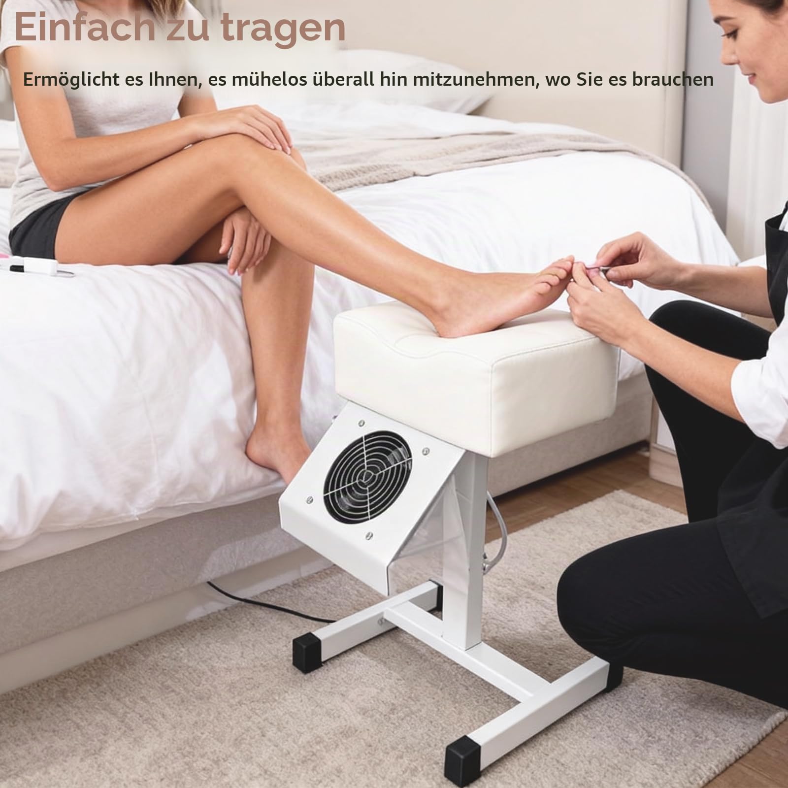 Pediküre Hocker mit Absaugung, Mobile Pediküre Stuhl, Höhenverstellbar 48-80cm, Fußpflegestuhl für Schönheitssalon Nagelstudio