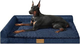 Orthopädisches Hundebett Grosse Hunde, Typ l Waschbar Hundekorb Mit Kissen Mittelgroße Hunde, Flauschig Hundesofa Wasserdicht rutschfest, 91x61cm, Marine-blau