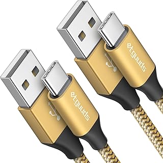 etguuds [2-Pack/2M Long USB C Cable, USB A to Type C Fast Charger Charging Lead Nylon Braided Compatible with Samsung Galaxy S20 S10 S9 S8 Plus S10E, Note 10 9 8, A20E A70 A50 A40 M31 - Glod