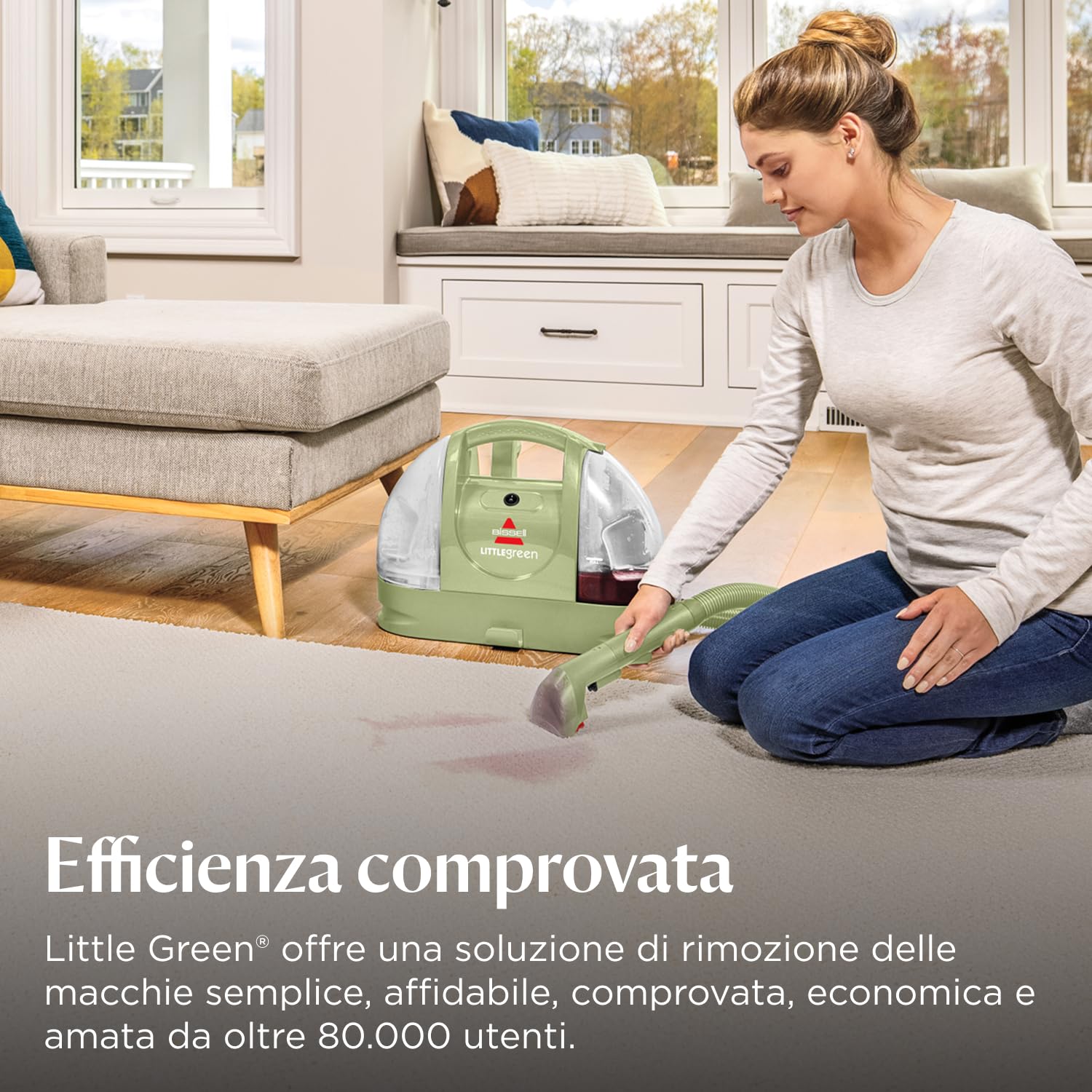 BISSELL Little Green, Lavatappeti, Lavatappezzeria per Macchie Quotidiane e Sporco, Lava Tappezzeria per Tappeti, Auto, Pulisci Divani, Moquette, Materassi e Altro, Potente Motore da 340W, 4098N