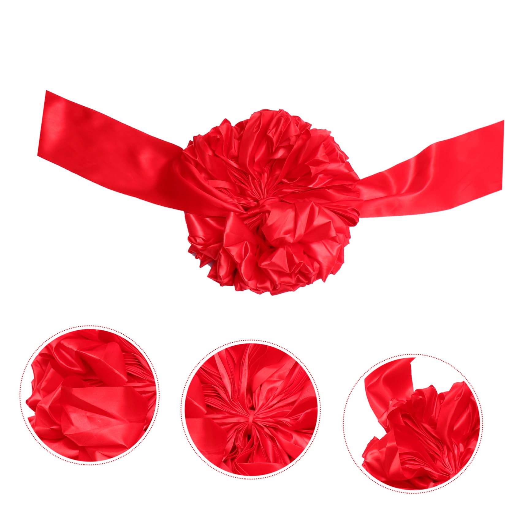 Ciieeo 2 STK Hochzeit Auto Dekoration Blumenstrauß Blumenschleifen im Hochzeitsauto Bandschneideversorgung seidenband bandfeile blumendeko Blumenball-Requisite Ornament Seidenmaterial rot
