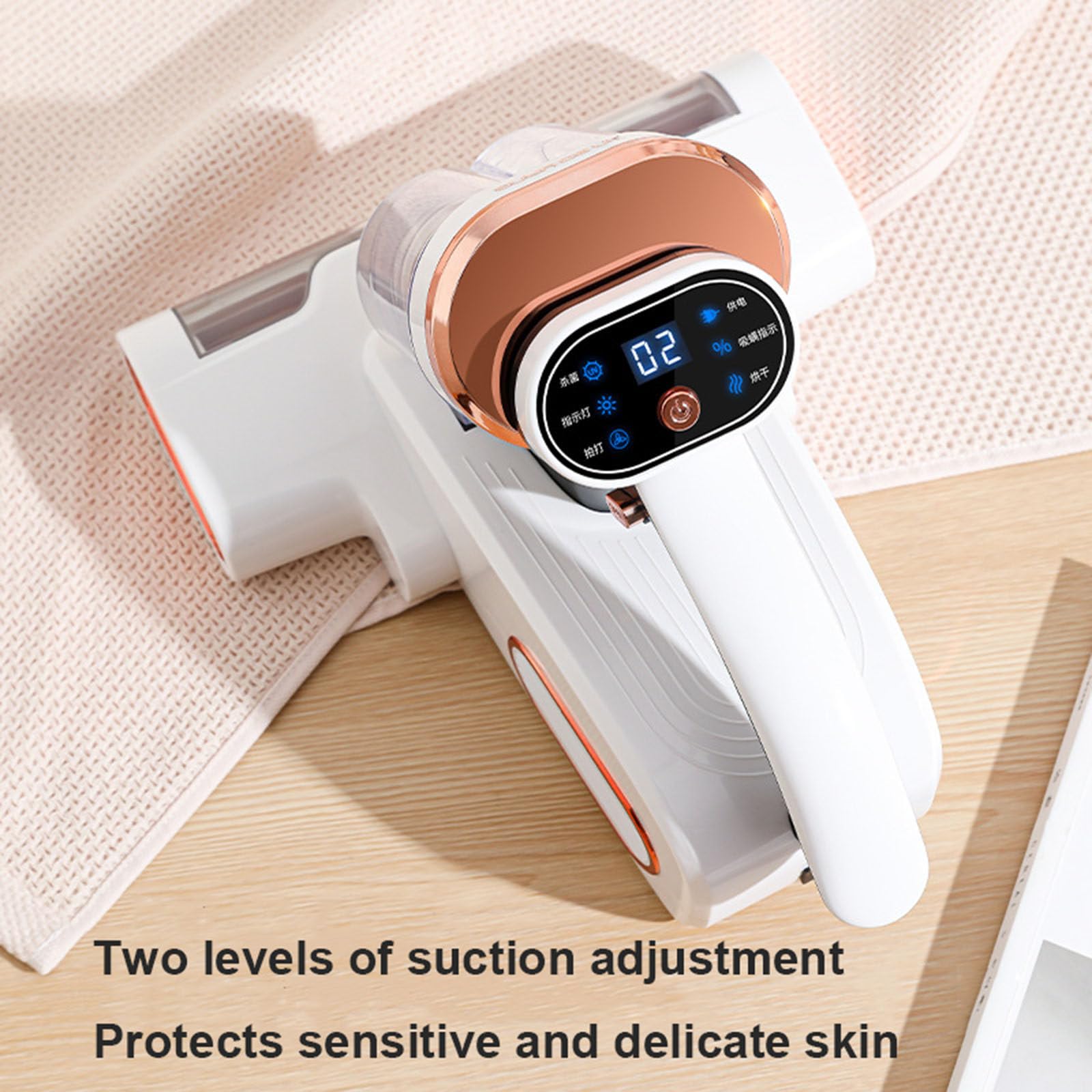 Aspiradora de mano con cable y filtro para cama, sofá y almohadas, con esterilización por luz ultravioleta y antiácaros, potencia de succión de 13 kPa