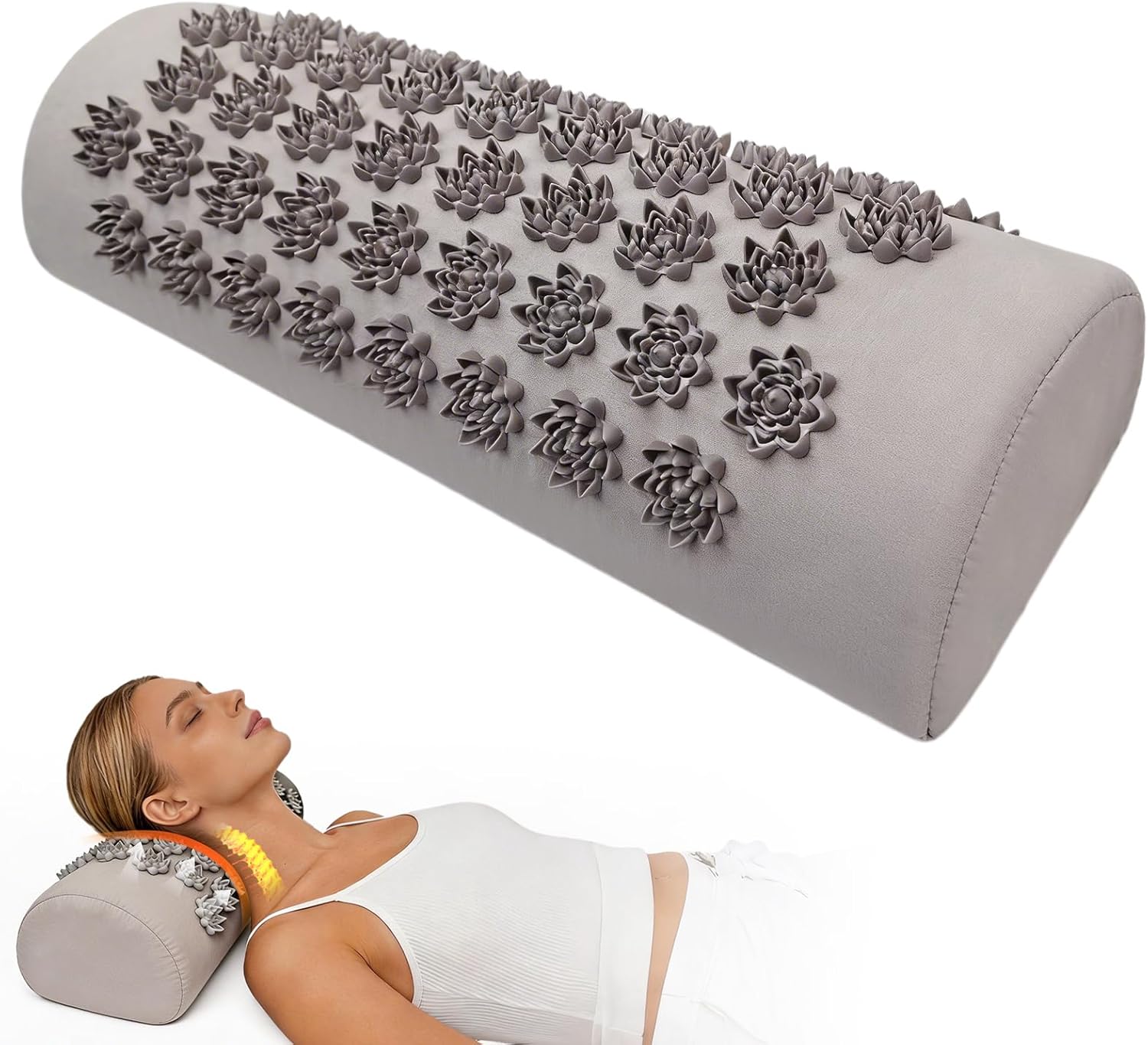 Acupressure Neck Pillow for Daily Comfort & Relaxation, Durable Fabric Cover with High-Density Foam, Ideal for Neck Comfort (Light Gray)