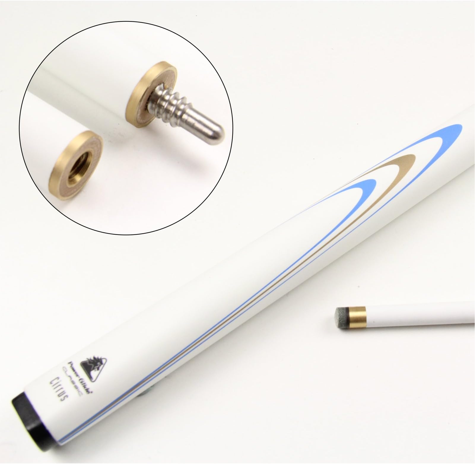 Powerglide WHITE CIRRUS 2 Piece Snooker Pool Cue - 10mm Tip