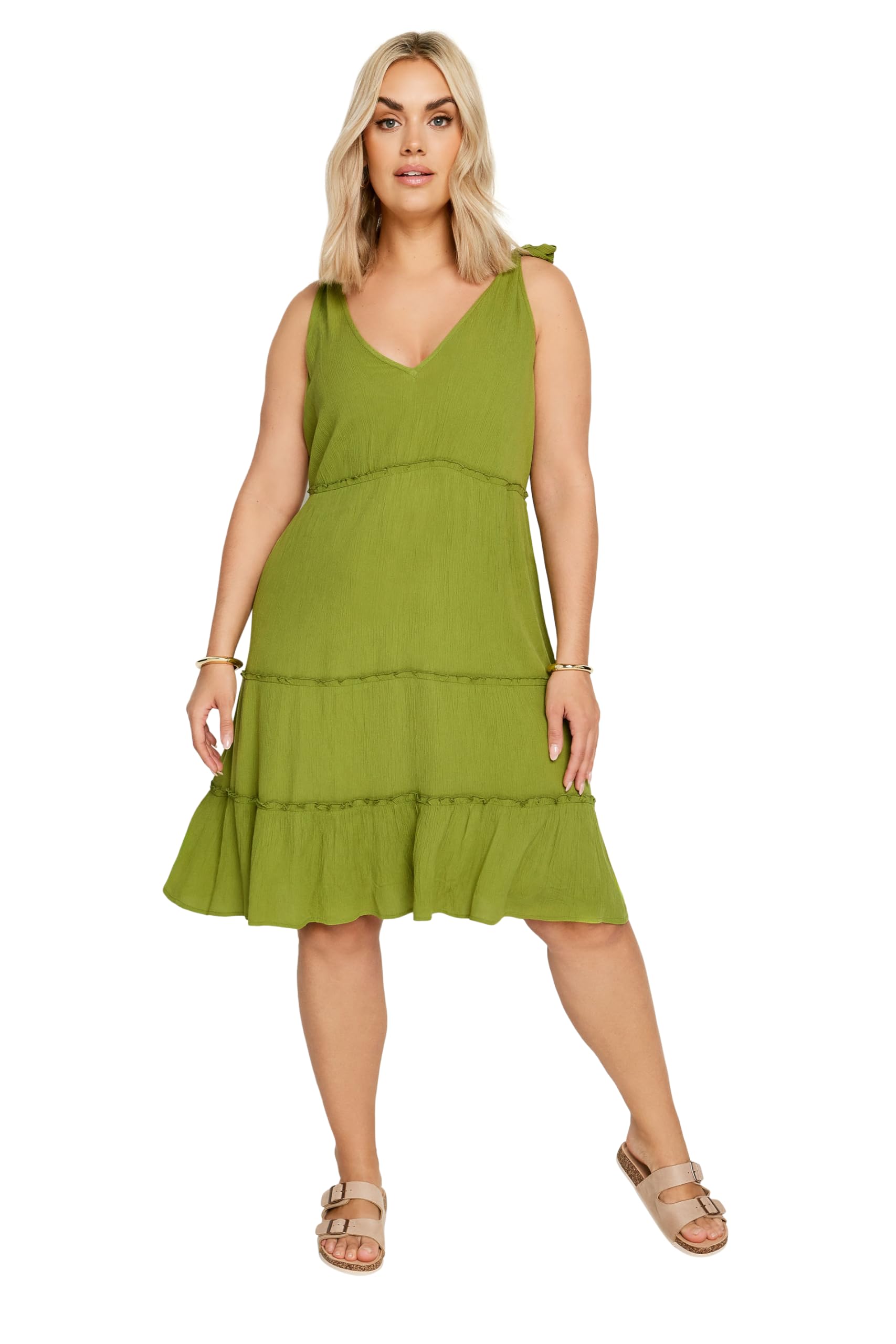 Yours Women's Olive - Limited Collection Curve Green Tiered Midi Dress - Plus Curve 22-24 Plus