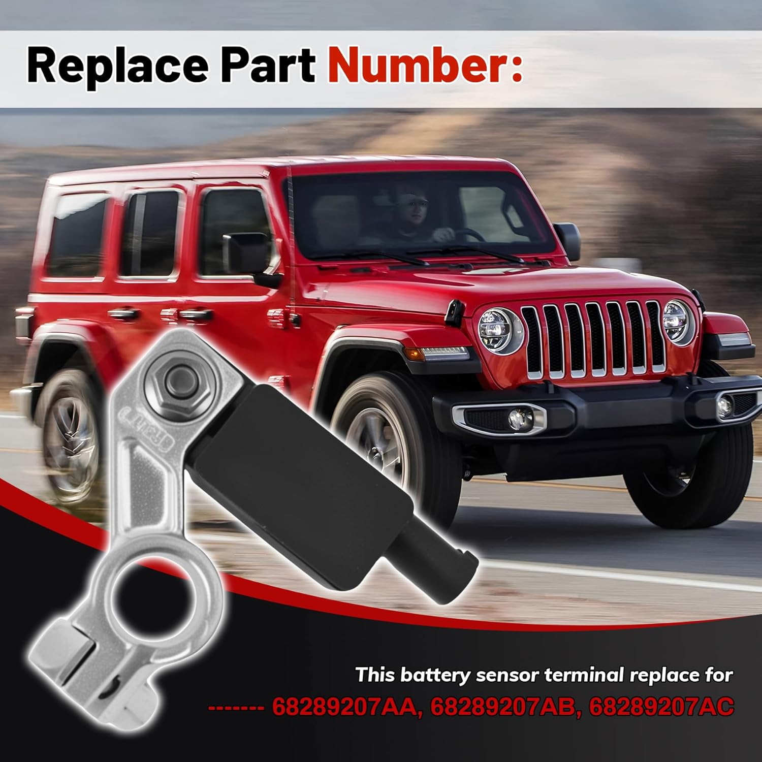 Battery Sensor Replace for 68289207AA, 68289207AB, 68289207AC, Compatible with Jeep Wrangler 2018-2025, Gladiator 2020-2025, Ram 1500 2019-2024
