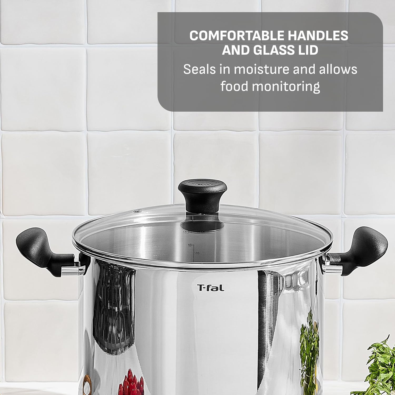 T-fal Specialty Stainless Steel 20-Quart Stock Pot with Lid, Induction Compatible, Soup Pasta Pot, Dishwasher-Safe, Oven Safe Up To 350, Silver