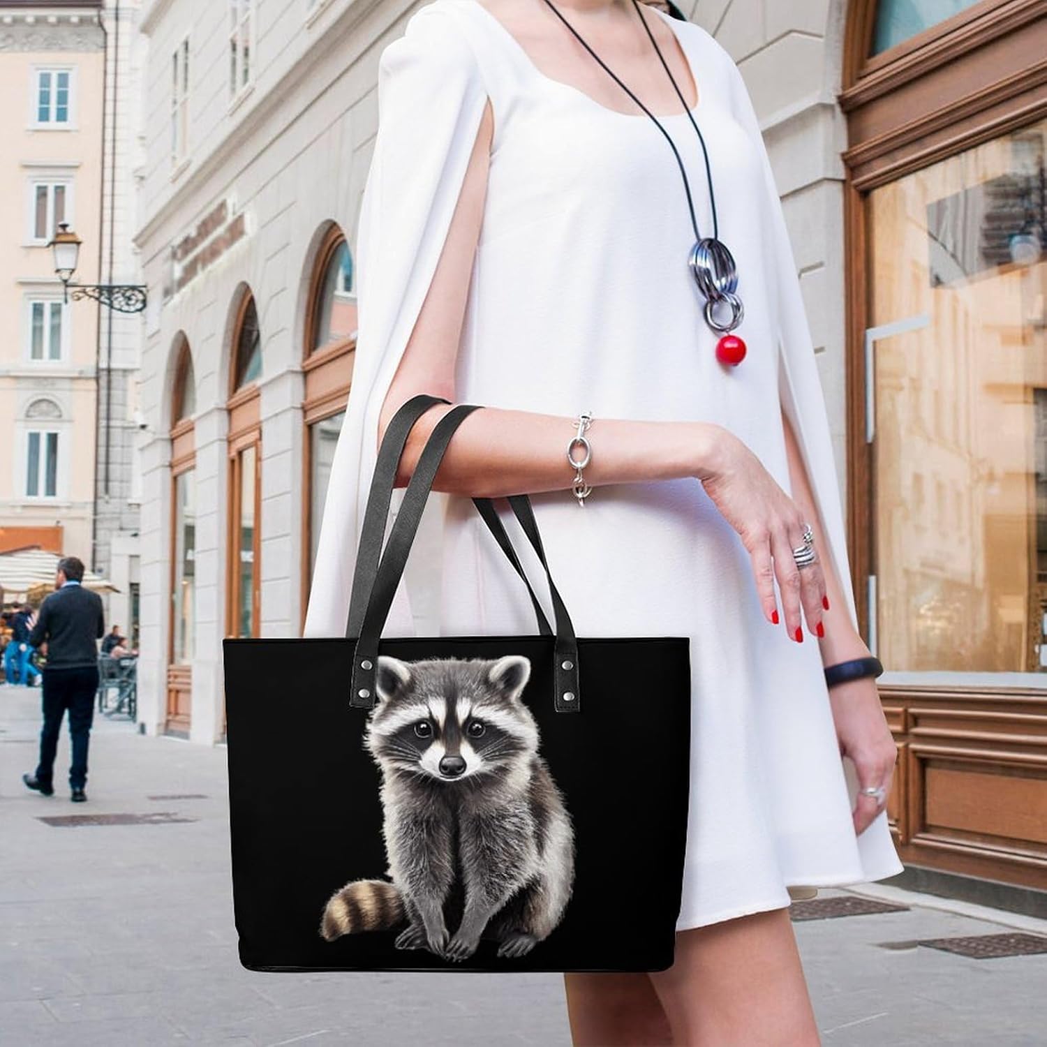 Cute Raccoon Women's Satchel Handbags Tote Shoulder Bag Purses for Travel Shopping Work