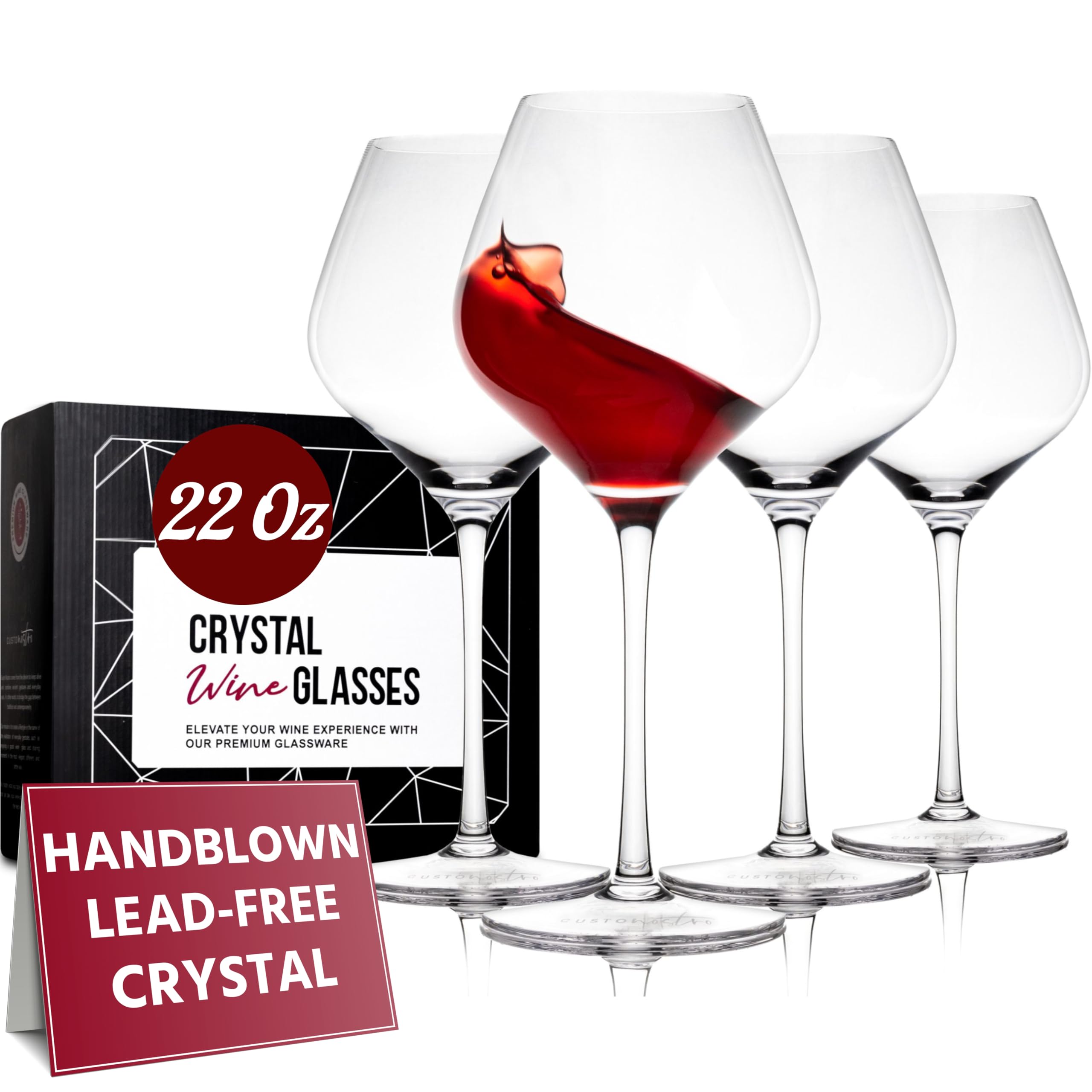 gusto nostro crystal wine glasses set of 4 22 oz long stem modern wine glasses for white and red wine dishwasher safe fancy elegant large and tall wine glass for wedding christmas anniversary