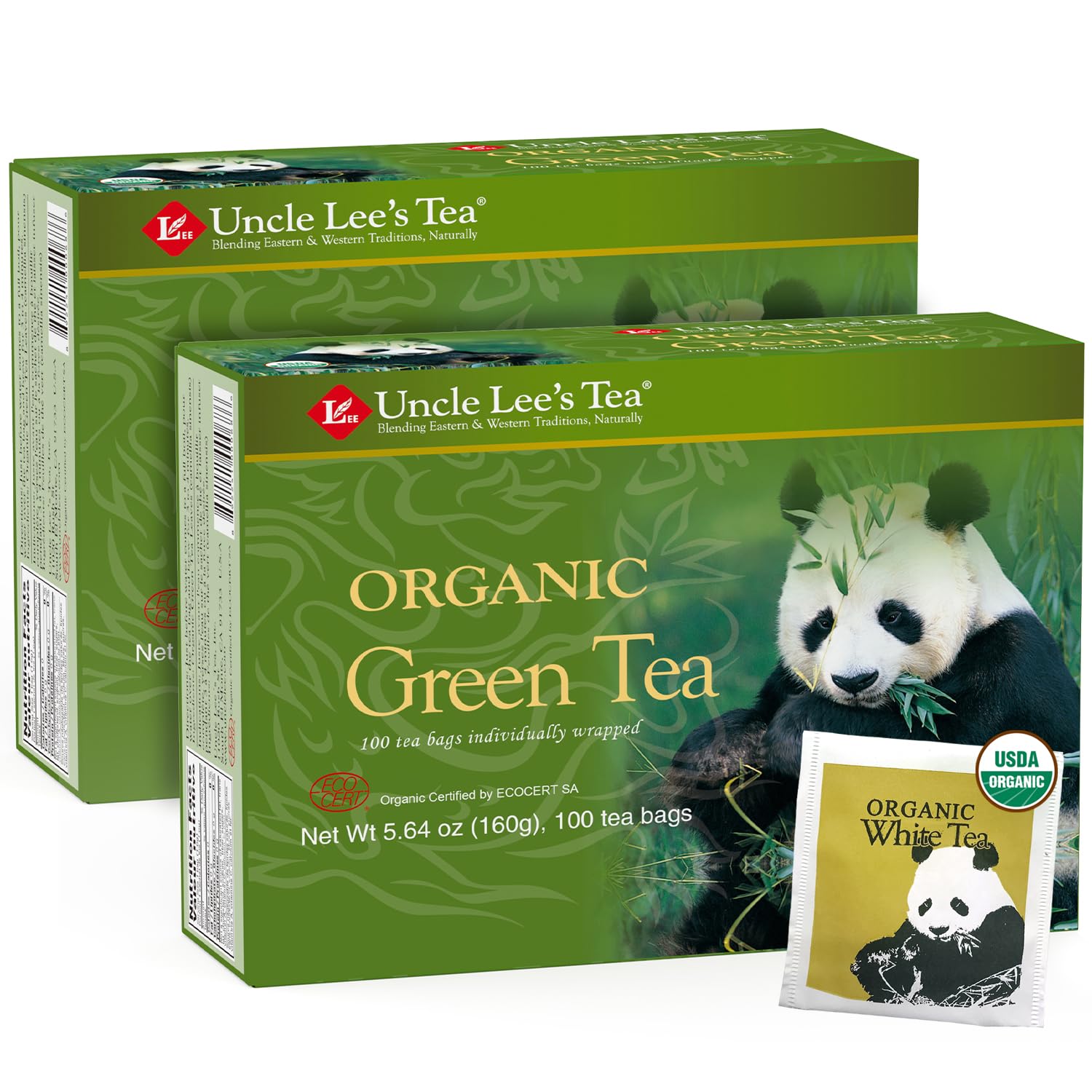 Amazon.com : Uncle Lee's Organic Green Tea 100 Tea Bags 2-Pack with ...