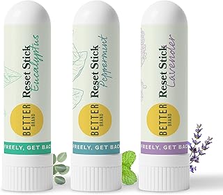 Betterbrand Reset Stick Trio – Natural Nasal Inhaler for Congestion Relief, Peppermint, Eucalyptus & Lavender Aromatherapy, Non-Medicated, Travel-Friendly Sinus Support - Pack of 3