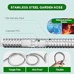 Metal Short Garden Hose 2 ft, Flexible Stainless Steel Garden Hose 2 ft Lightweight Water Hose with Brass Fittings (2 Feet)