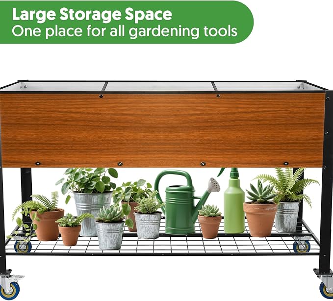 Raised Garden Bed with Legs and Wheels, Self-Watering Planter Box, 36x16x30 in Elevated Raised Bed with Drainage Hole, Built to Withstand Sun, Rain, and Wind for Up to 2 Years
