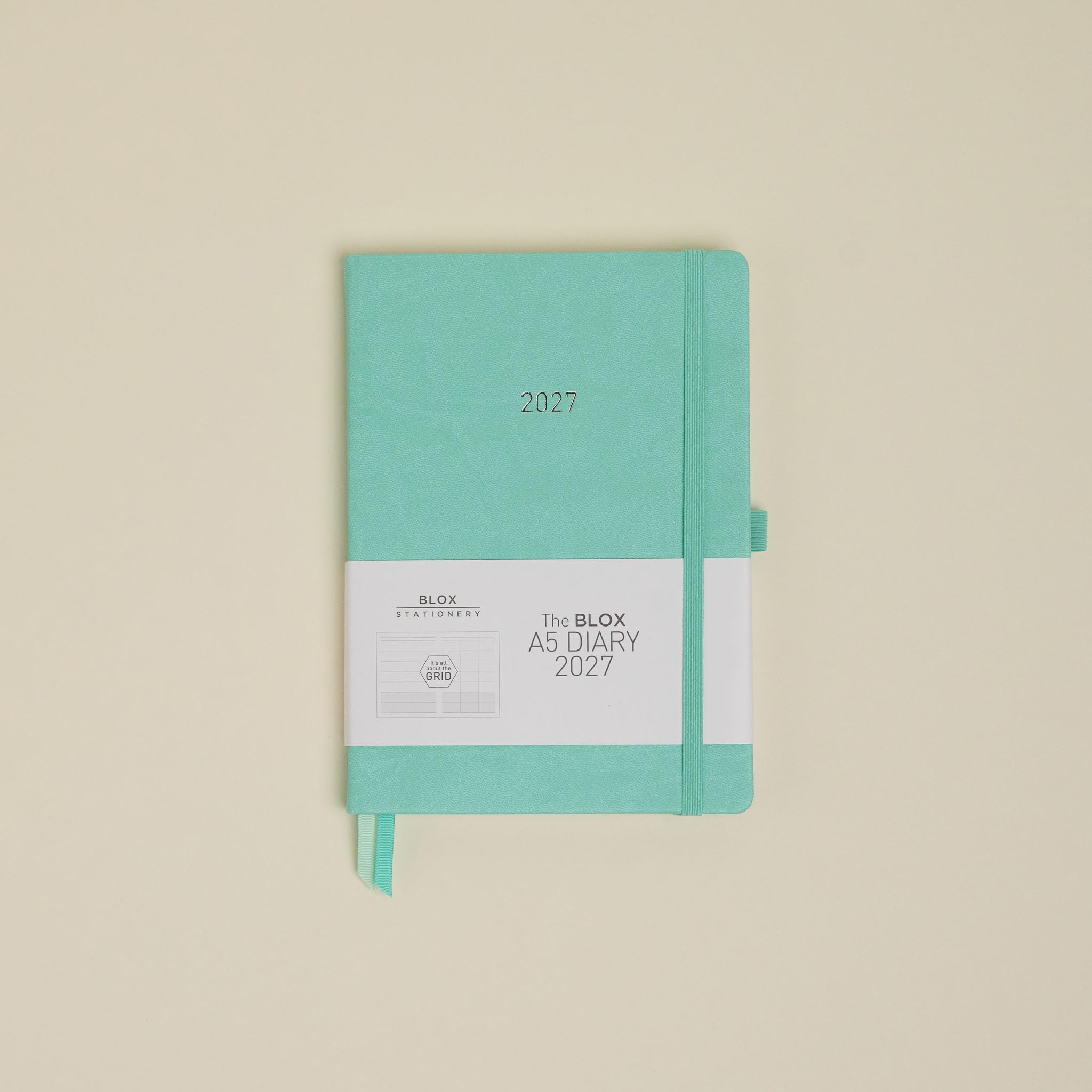 BLOX A5 Diary 2027 (Sea Mist) - A5 diary - Jan to Dec 2027 - Week-To-View with 3 column GRID layout - organise your busy life - 2027 diary