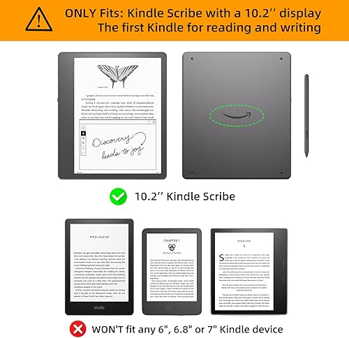 Miniatura 9 de WALNEW Funda para Kindle Scribe de 10.2 pulgadas (lanzado en 2022), funda inteligente de piel sintética con soporte para bolígrafo y encendido