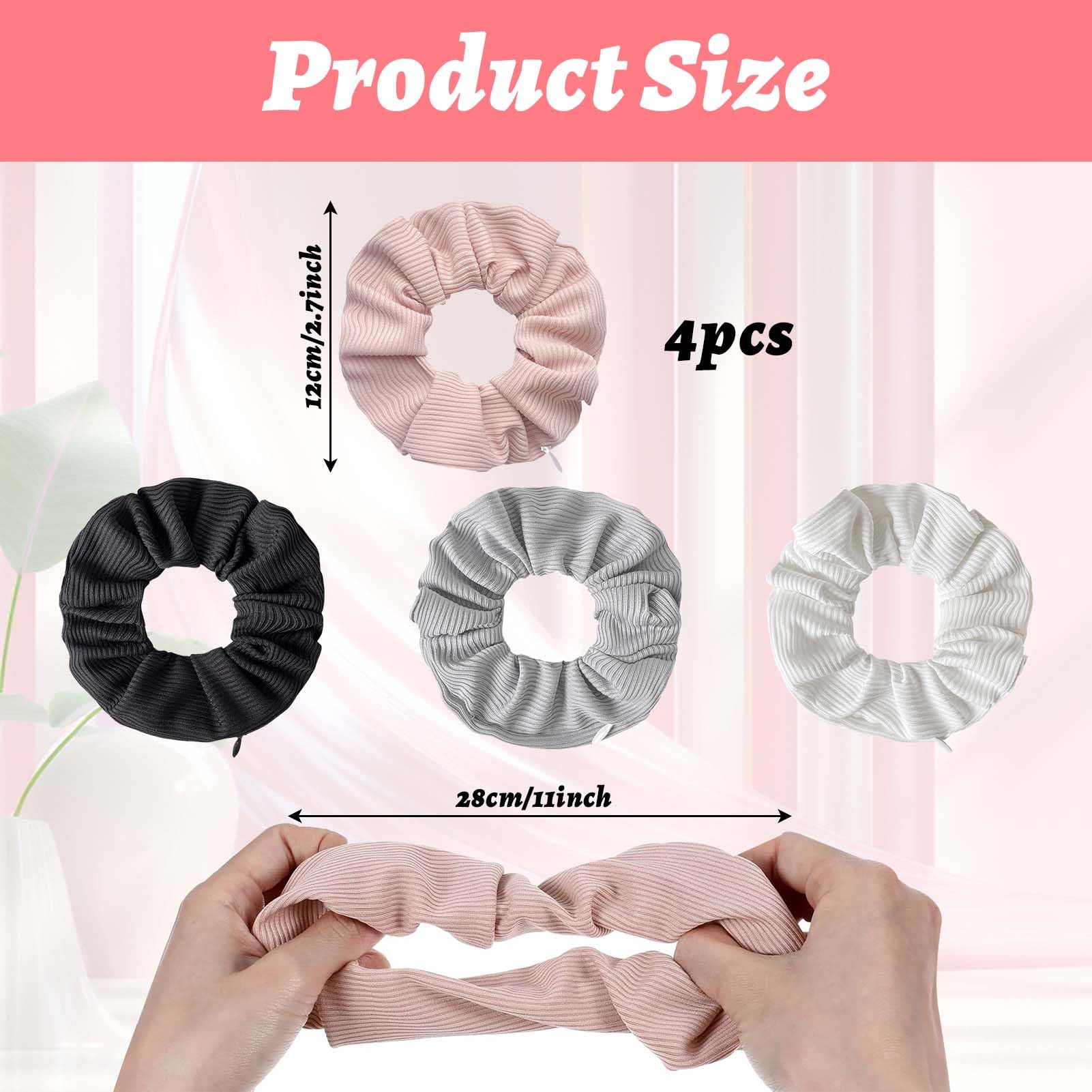 4 Pcs Stash Scrunchie, Stash Scrunchie with Zip Pocket - Image 2