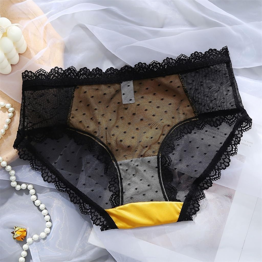 Mid-waist Ice Silk Panties Female Sense of Lace Slip Cotton File Trunks Thin