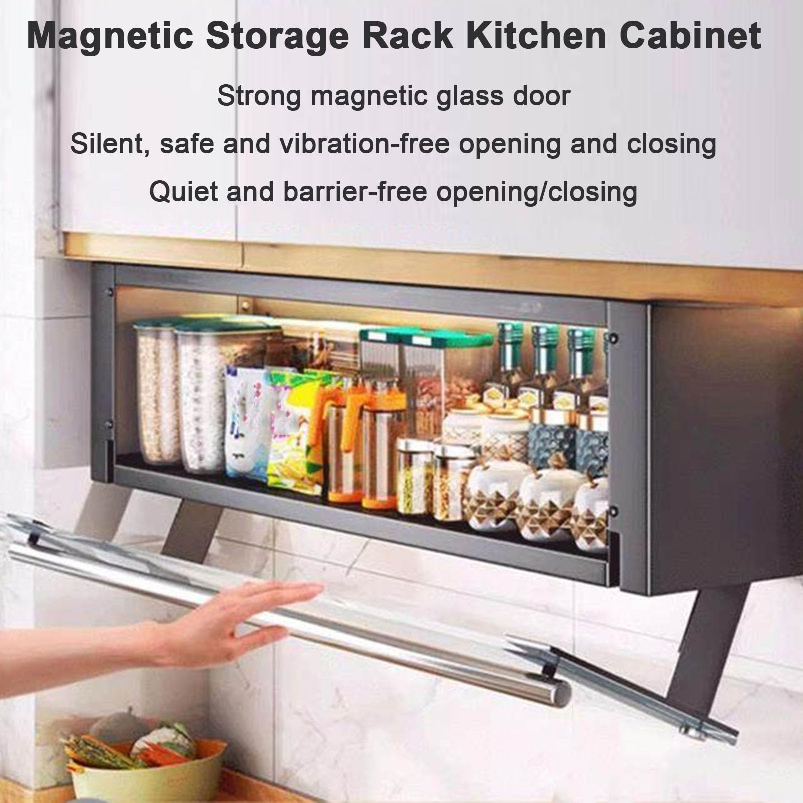 Armoire de Rangement Murale avec Porte en Verre Rabattable, Organisateur de Garde-Manger de Cuisine et Buffet pour épices/Assiettes/Tasses, Armoire de Bar à vin et café pour Salle à Manger
