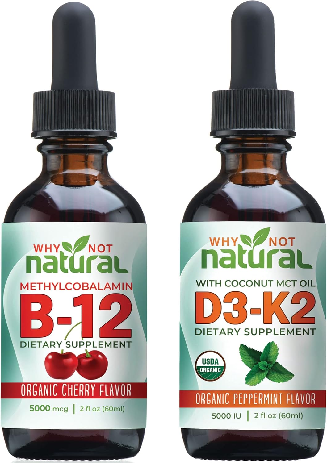 Why Not Natural Organic Vitamin B12 and Vitamin D3 K2 Liquid Drops