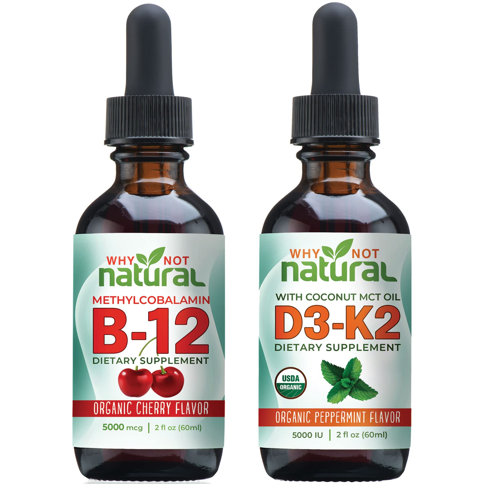 Why Not Natural Organic Vitamin B12 and Vitamin D3 K2 Liquid Drops for Adults Daily Dosage Best Selling