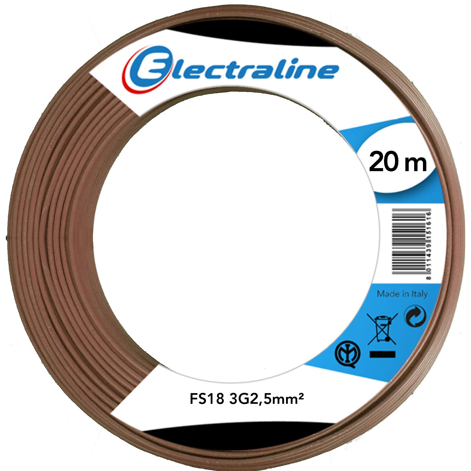 Electraline 16013 Cavo Matassa FS18 3G2,5 20MT Marrone