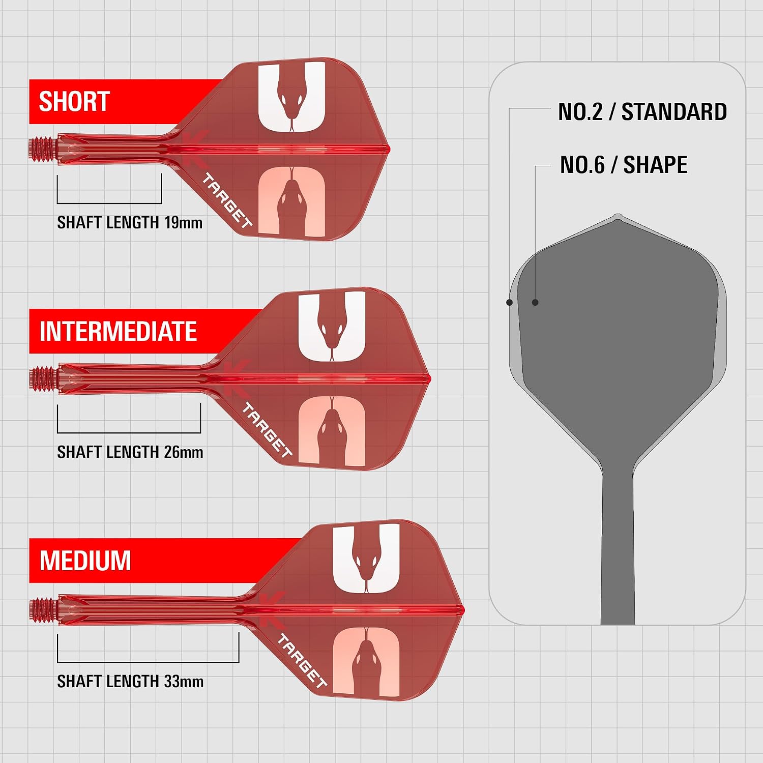 Target Darts Nathan Aspinall “ASP” K-Flex Flight & Shaft System, Red | No.2/No.6 Kflex – Short (19mm), Intermediate (26mm), and Medium (33mm) All-in-One K Flex Flights and Shafts