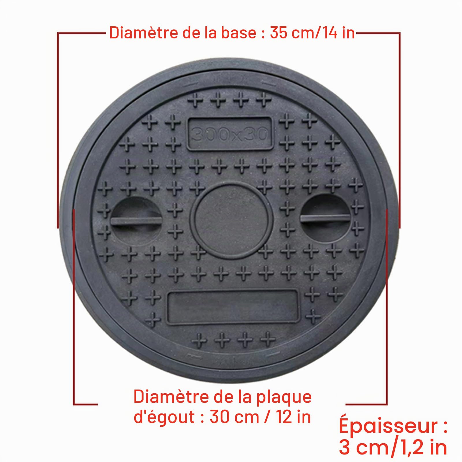 Couvercle de Regard Rond avec Cadre, Couvercle Fosse Septique Plastique avec Base, Plaque d'Égout Antidérapant pour Jardin, Terrasse(Green)