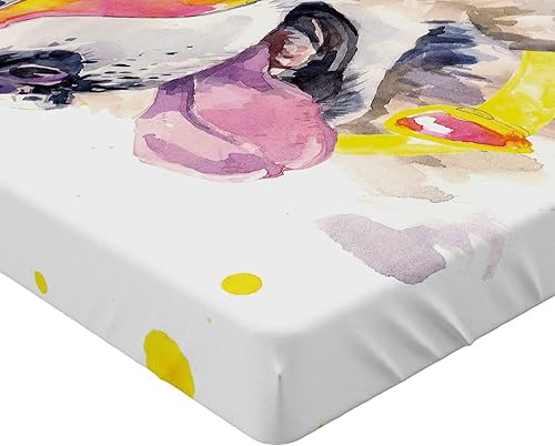 Miniatura 4 de Lunarable Sábana bajera ajustable de animales, divertido perro husky con lentes de sol, imagen humorística de cachorros, ropa de cama de tela