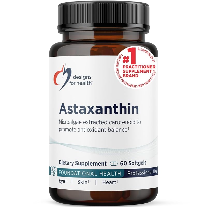 Designs for Health Suplemento de Astaxantina de microalgas (Haematococcus pluvialis) — 60 cápsulas gelatinosas