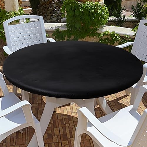 Miniatura 89 de Smiry - Mantel redondo de vinilo ajustable con bordes elásticos y parte trasera de franela, mantel de vinilo impermeable, lavable, diseño enrejado