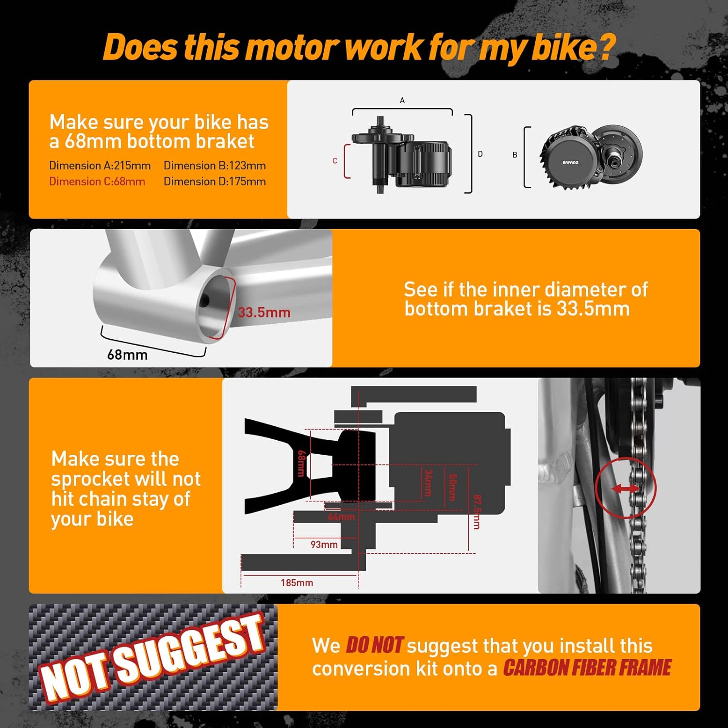 BAFANG 48 V 1000 W eBike Conversion Kit BBS01B Electric Bicycle Conversion Kit Including Motor, eBike Display, Speed Sensor, Throttle Lever, Crank Arm and Brakes (20Ah Battery)