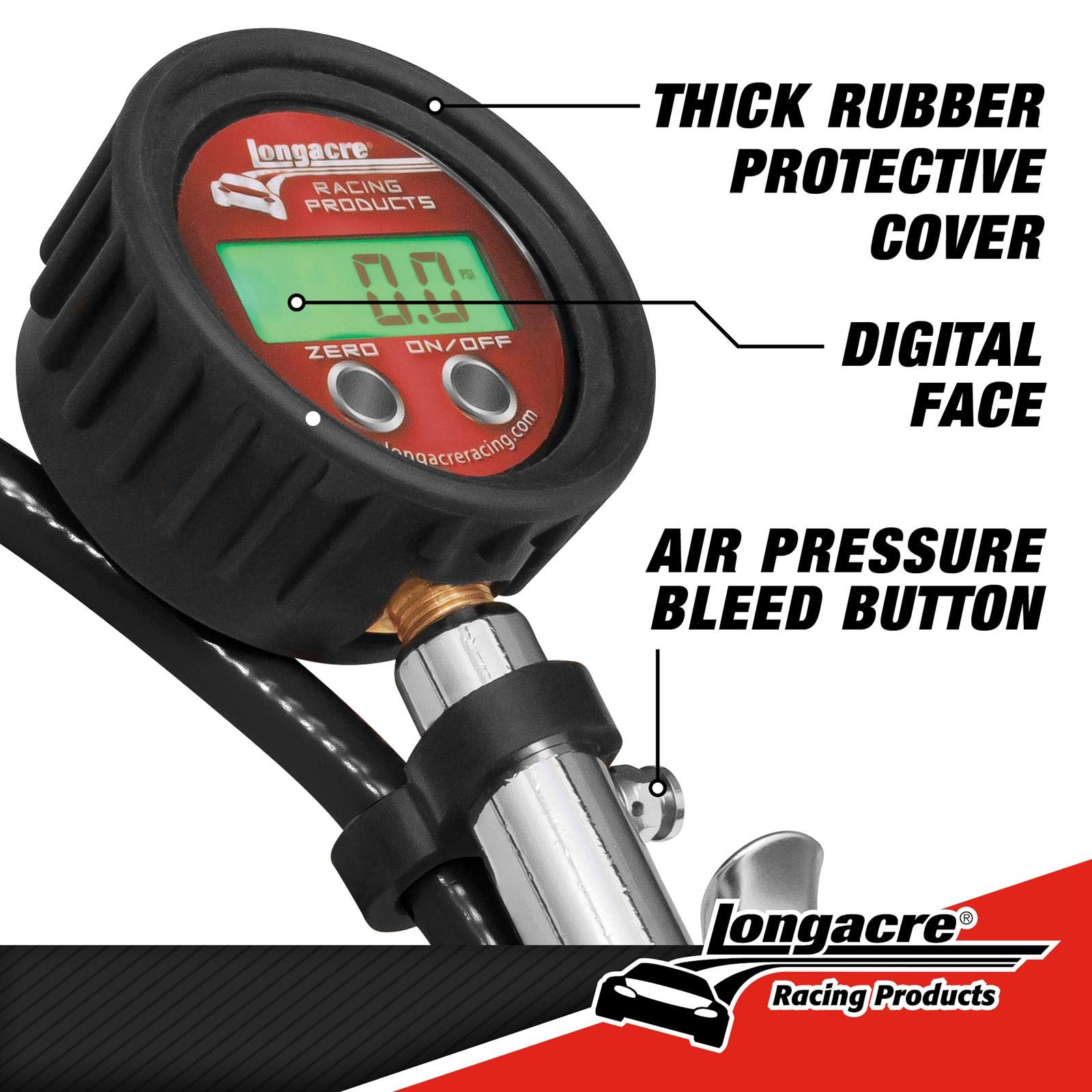 Longacre (53008) Digitaler Reifendruckprüfer 0-60 PSI mit Hülle