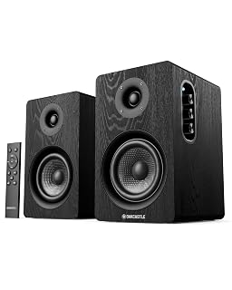 Oakcastle BK100 Lautsprecher Boxen Bluetooth 5.4 | 60W 2.0 Regallautsprecher | HiFi Lautsprecher für Fernseher mit HMDI ARC | Desktop PC-Lautsprecher für Gaming mit Inklusive Fernbedienung (Schwarz) - Amazon product rated Grade A