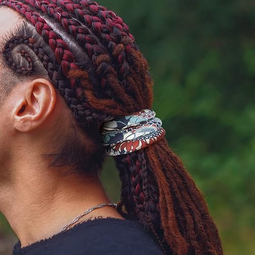 Miniatura 7 de Dingion 9 piezas de lazos para el cabello con cierre en espiral, accesorio de rastas largas, alambre de hierro incrustado para cola de caballo